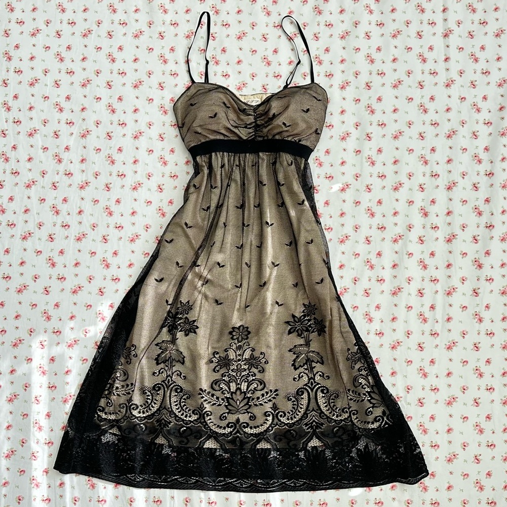fairycore goth y2k sheer lace dress